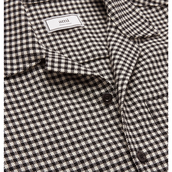 Ami Paris Alexandre Mattiusi Camp Collar Check Wool Blend Shirt Mens Large NWT - Picture 12 of 12